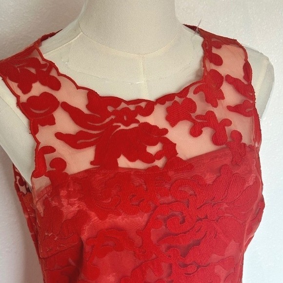 Gianni Bini‎ Denise Geranium Red Lace Sleeveless Cocktail Dress Womens - Size 2 - Picture 2 of 7